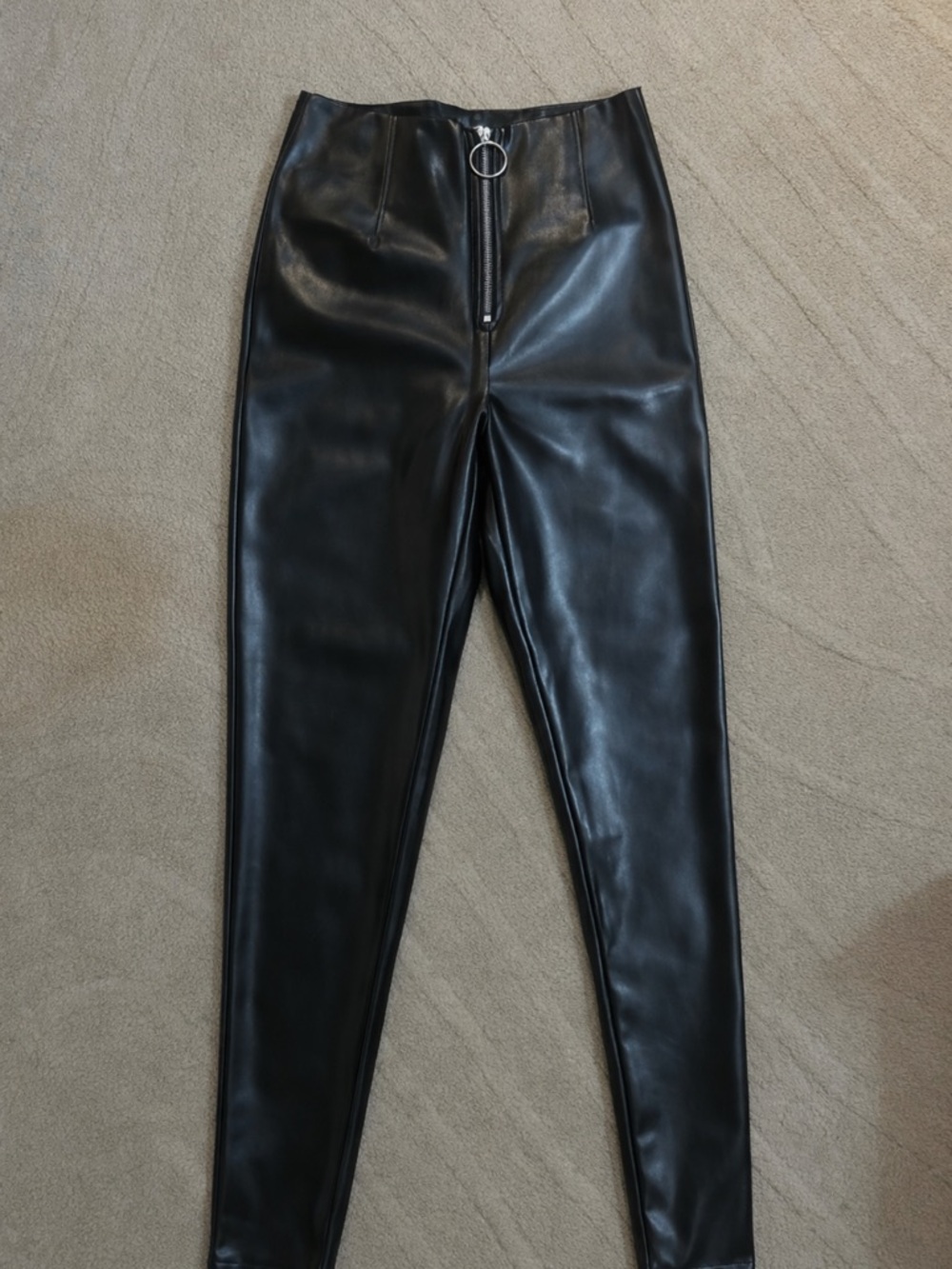 I.AM.GIA Black Faux Leather High-Rise Zip Front Pants